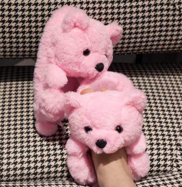 Teddy Bear Slipper Indoor Lady shoe women house slipper plush for girls  fuzzy slippers Cute Furry Flip Flop Shoes - AliExpress